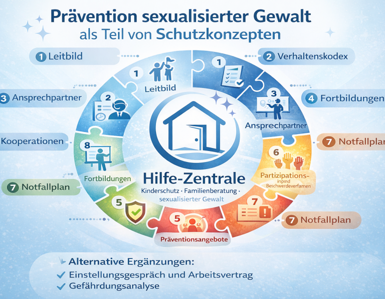 Prävention sexualisierter Gewalt im Schutzkonzept Schaubild zur Prävention sexualisierter Gewalt als Bestandteil von Schutzkonzepten in Einrichtungen